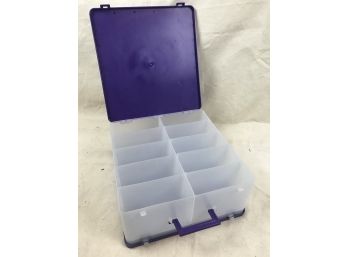 Near New Plastic Compartmentalized Storage Bin With Handle