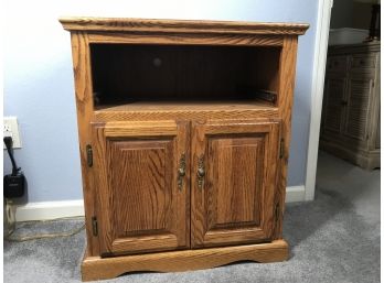 Wood Side Table With Cabinet Doors