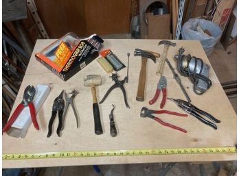 Large Lot Of Tools Including Thermal Grip Hot Glue Gun Two Hammers A Mallet And Assorted Snips