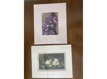 Group Of 2 Matted Flower Painting Prints