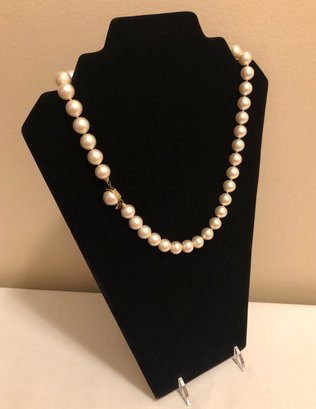 Sterling Silver Majorica Signed Faux Pearl Necklace