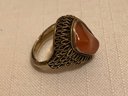 Vintage Silver Carnelian Tibetan Adjustable Ring