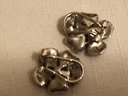 Sterling Silver Diamond Center Flower Earrings (8.5 Grams)