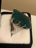 Sterling Silver Nephrite Jade & Quartz Ring (17.0 Grams)