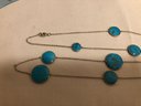 Sterling Silver Signed GS Turquoise Necklace (16.2 Grams)