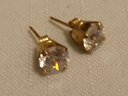14K Gold Signed DQ CZ Studs (1.4 Grams)