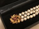 14K Gold Sapphire & Ruby Pearl Bracelet