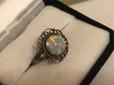 Vintage Sterling Silver Opaline Glass Ring (3.1 Grams)