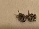 Mexican Sterling Silver Multi Gemstone Flower Earrings (1.2 Grams)