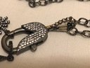 Sterling Silver Link Necklace & Nephrite & Quart Clip Pendant (36.7 Grams)