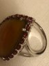 Sterling Silver KRM Signed Carnelian & CZ Ring (11.4 Grams)
