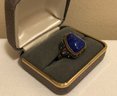 Vintage Silver Lapis Lazuli Tibetan Adjustable Ring (8.3 Grams)