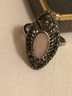 Vintage Sterling Silver Marcasite Mother Of Pearl Ring (5.5 Grams)