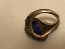 Vintage Silver Lapis Lazuli Tibetan Adjustable Ring (8.3 Grams)