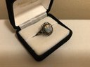 Vintage Sterling Silver Opaline Glass Ring (3.1 Grams)