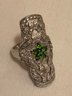 Sterling Silver Chrysoprase & Goshenite Ring (10.5 Grams)
