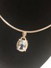 Sterling Silver Blue Topaz Necklace & Pendant (18.6 Grams)