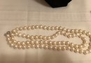 Sterling Silver WW Signed Genuine Pearl Necklace