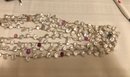 India Sterling Silver MLD Signed Freshwater Pearl & Multicolor Gemstone Quadruple Strand Necklace