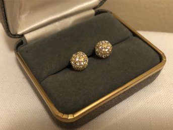 14K Gold DQ CZ Stud Earrings (2.5 Grams)