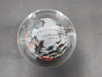 Glass Ball/Paper Weight?  Inscribed With Person Message