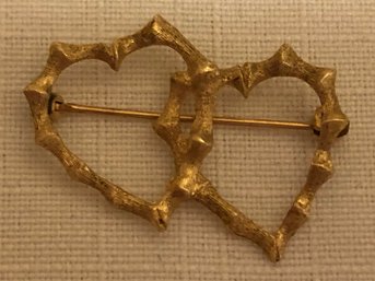 14K Gold Bamboo Heart Brooch (2.5 Grams)