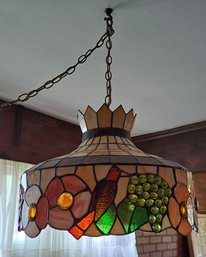 Vintage Stained Glass Hanging Swag Light