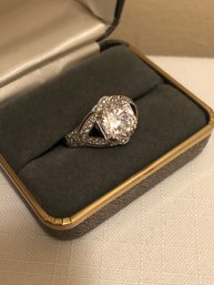 Sterling Silver Designer Tacori IV Signed Sapphire & CZ Ring (8.2 Grams)