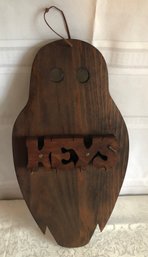 Vintage Black Walnut Handmade Owl Key Holder