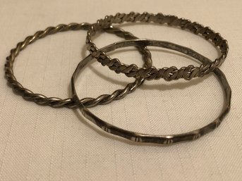 Sterling Silver Bangle Bracelets (37.9 Grams)