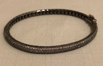 Silver CZ Bangle Bracelet (15.5 Grams)