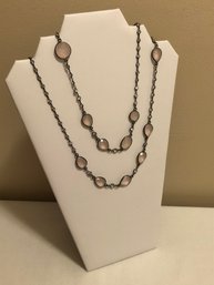 Sterling Silver Rose Quartz & CZ Necklace (38.8 Grams)