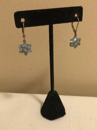 Sterling Silver Blue Topaz Earrings (3.8 Grams)