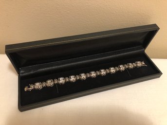 Sterling Silver Signed 925R CZ Bracelet (29.8 Grams)