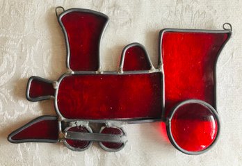 Large Leaded Stained Glass Train Sun Catcher