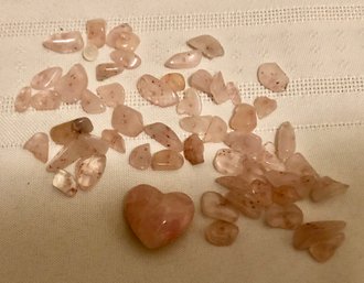 Rose Quartz Beads & Heart Pocket Trinket (36.0 Grams)