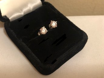 Sterling Silver JCM Signed CZ Stud Earrings (1.3 Grams)