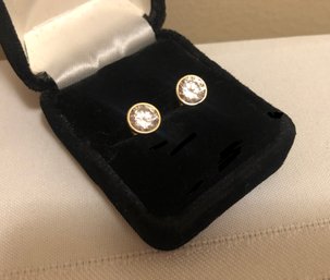 14K Gold CZ Stud Earrings (1.9 Grams)