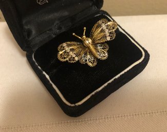 Vintage Silver Filigree Butterfly Brooch (4.1 Grams)