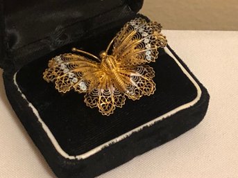 Vintage Silver Filigree Butterfly Brooch (6.1 Grams)
