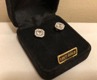 14K Gold DQ CZ Stud Earrings (2.4 Grams)