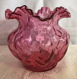 Fluted Cranberry Glass Bowl