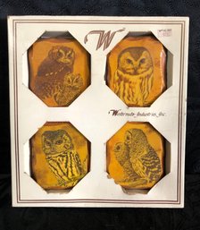 UNOPENED!  Vintage Wintermute Wooden Owl Wall Plaque Set