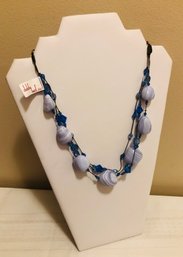 NEW! Designer Dabby Reid Blue Lace Agate & Crystal Necklace