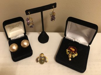Designer Joan Rivers Signed Brooch & Earring Collection