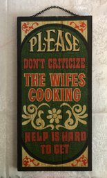 Vintage Wifes Cooking Plaque