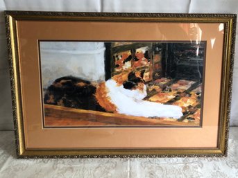 Calico Cat Matted Painting