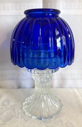 Cobalt Blue Glass Candle Lamp