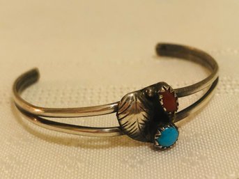 Vintage Silver Navajo Turquoise Childs Bracelet (3.3 Grams)
