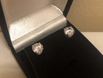 14K Gold DQ Signed CZ Stud Earrings (3.0 Grams)